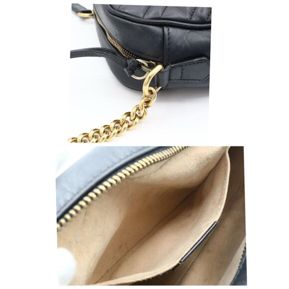 Authentic GUCCI Marmont GG Camera Bag Calfskin Crossbody Chain Shoulder Black - Picture 15 of 16
